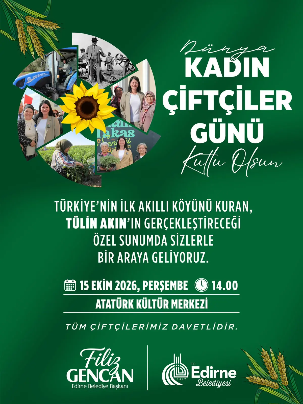 EDİRNE BELEDİYESİ’NDEN DÜNYA KADIN ÇİFTÇİLER GÜNÜ’NE ÖZEL PROGRAM